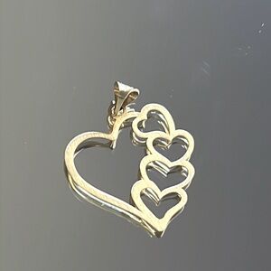 solid 18 K multi hearts, gold pendant-